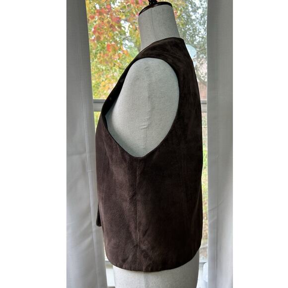 VTG Chocolate Brown Suede Leather Western Vest Size S/M Boho Festival Cowgirl - Picture 4 of 10